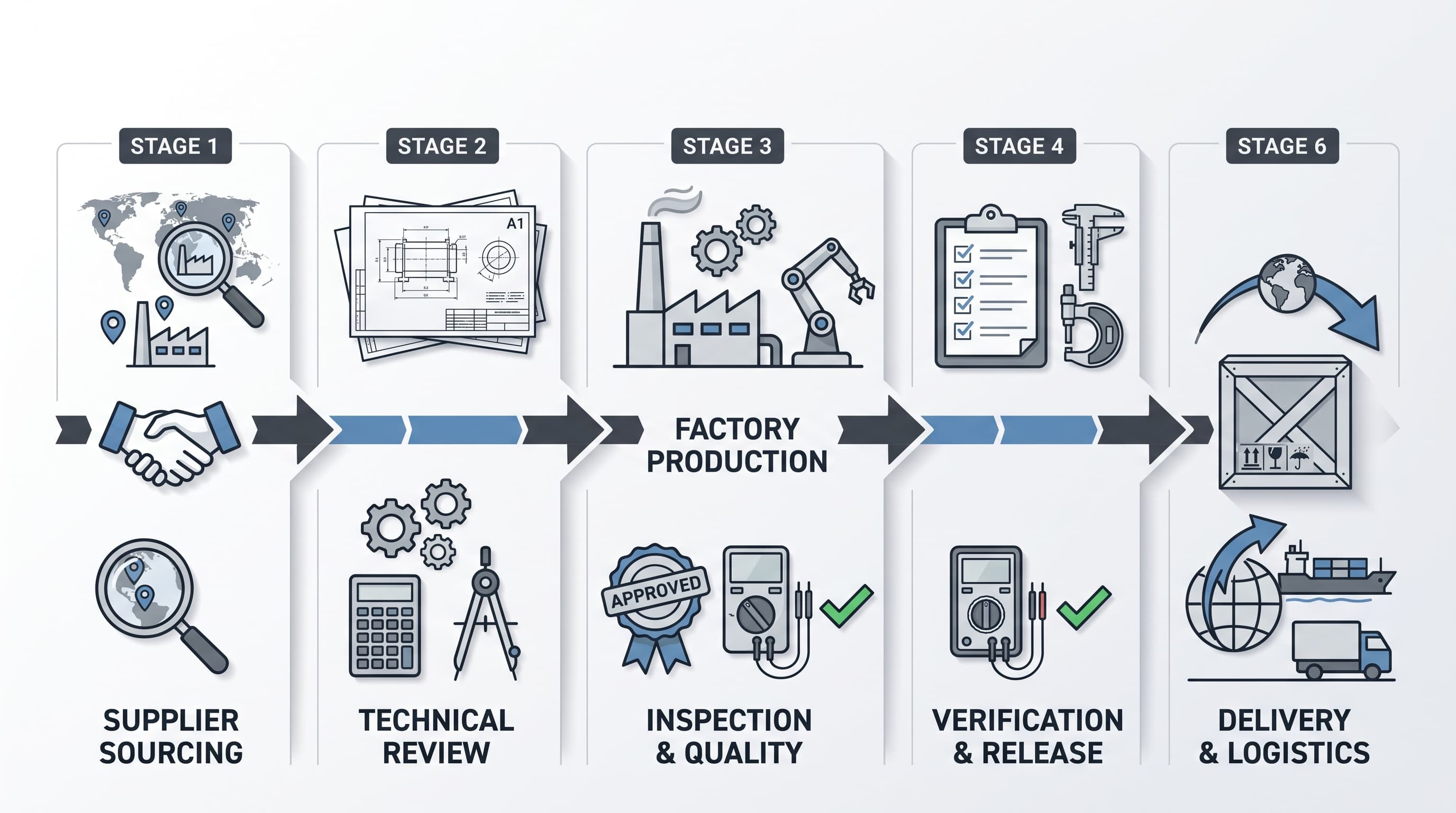 Global manufacturing support at the point of manufacture